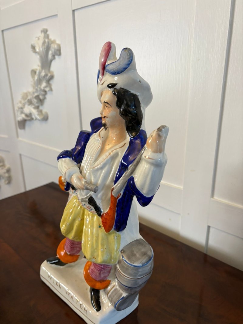 Large Antique Victorian Quality Staffordshire Flatback Figure of Will Watch Smuggler - Image 3